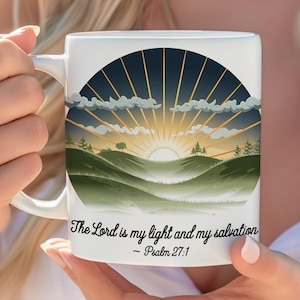 The Lord is My Light and My Salvation Psalms Bible Verse | Psalm 27:1 Scripture Print | Christian Gift for Spiritual Motivation | Faith Mug