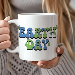 Taza del Día de la Tierra / Taza de café ecológica retro y elegante / Regalo para un planeta sostenible / Taza de concienciación medioambiental y para salvar la Tierra / Taza de moda