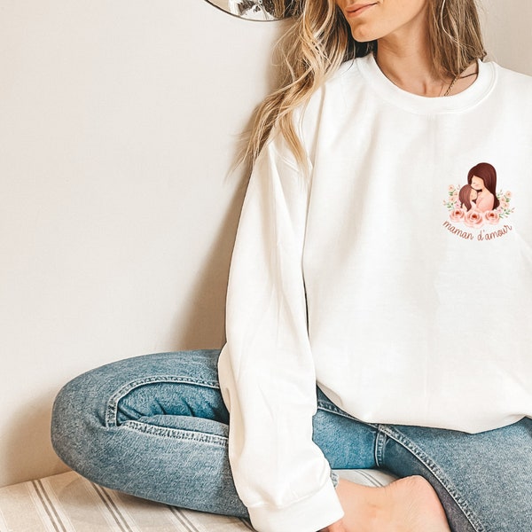 Crewneck Cotton sweatshirt Mother's Day "mom of love"