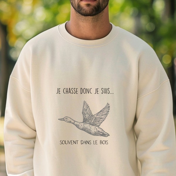 Crewneck Sweatshirt coton ouaté unisexe non genré plein air chasse et pêche  "dans le bois"