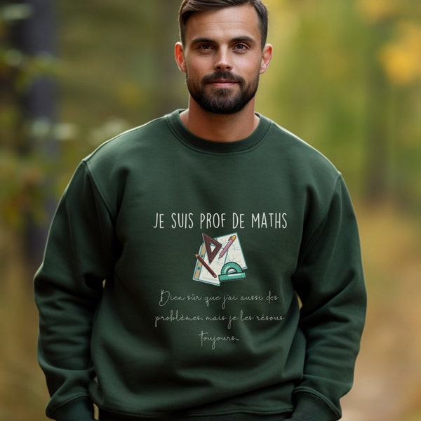 Crewneck Sweatshirt unisex non-gendered cotton education teacher "I am a math teacher"