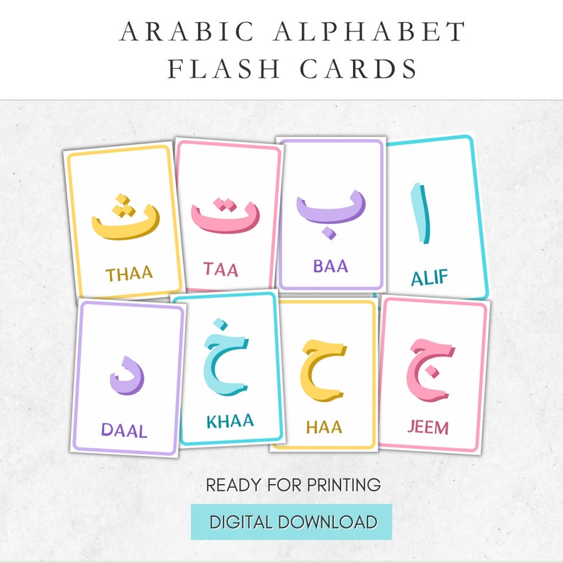 Arabic Alphabet Flashcards, Arabic Alphabet, Arabic Flashcards