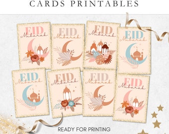 Boho Chic Eid Mubarak Cards: Floral Islamic Greetings (Digital Download)