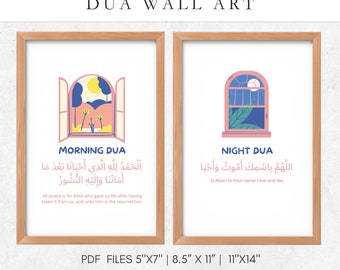 Islamic Kids Morning Night Dua Print: Nursery Wall Art (Digital Download)