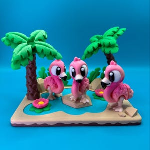 3D Printed Flamingo Fidget Toy Playset