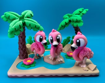 3D Printed Flamingo Fidget Toy Playset