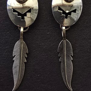 Zuni Sterling Silver Dangle Earrings, 1980th