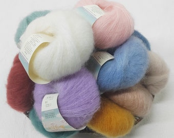 28 Colours Mohair Wool Yarn, Lace Yarn, Kid Mohair Silk yarn, Garnstudio Drops Design Knitting yarn, Art Yarn, Yarn for knitting