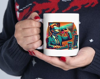 Synthwave Office Coffee Ceramic Mug, 11oz, 9-5, Hustle, WOrk Flow