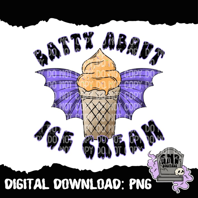 Batty About Ice Cream Digital PNG File - Spooky Sublimation File ...