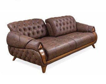 Dreisitzer Stoff Sofa Couch Polster Möbel Klassisch Wohnzimmer Design Luxus Neu