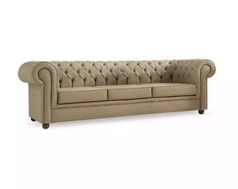 Beiger Chesterfield Dreisitzer Büromöbel Sofa Polstersofas Luxus Möbel