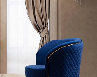 Luxury Furniture Design Armchair Blue Design Throne Textile Living Room Single Seater New