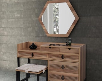 Schlafzimmer Spiegel Kommode Holz Modernes Design Luxus braun