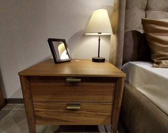 Bedroom side table luxury bedside table art deco style wood hotel