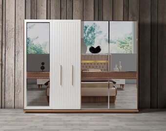 Chambre à coucher armoire de luxe en bois avec verre design moderne