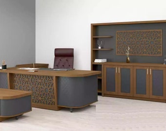 Ensemble de bureau design mobilier de salle d'étude ensemble de luxe bureau 4 pièces