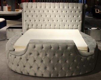 Rundes Bett Moderne Design Luxus Polster Rund Betten Stoff Chesterfield Bett Neu