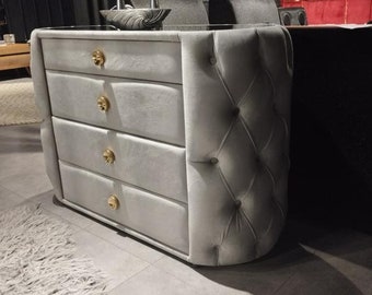 Commode commode textile grise avec 4 tiroirs armoire à tiroirs en bois commode neuve