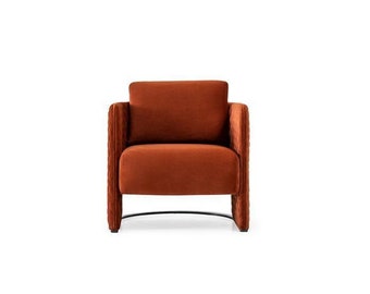 Sessel Ohrensessel Cocktailsessel Sitzer Modern Stoff Rot Design Sitz