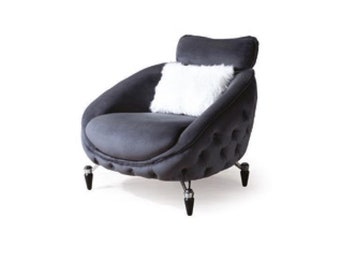 Fauteuil Chesterfield 1 place noir salon mobilier italien design de luxe