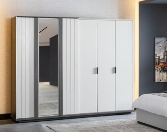 Meubles de chambre à coucher armoire en bois armoire moderne gris 260 cm Loft