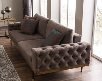 Canapé 3 places canapé 3 places en tissu canapés moderne en tissu gris neuf