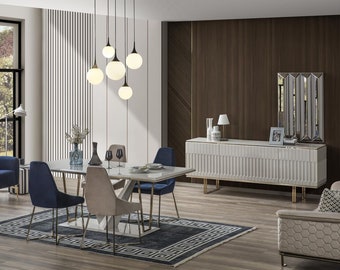 Garnitur Essgruppe Esszimmer Esstisch Sideboard Ess Stuhl Essgruppe Essecke 6tlg