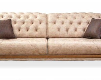 Sofa Three Seater Couch Upholstery Design Seat Sofas Room Furniture Leather Classic New