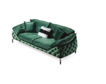 Canapé Chesterfield vert en tissu, meubles de canapé, ameublement de luxe, canapés