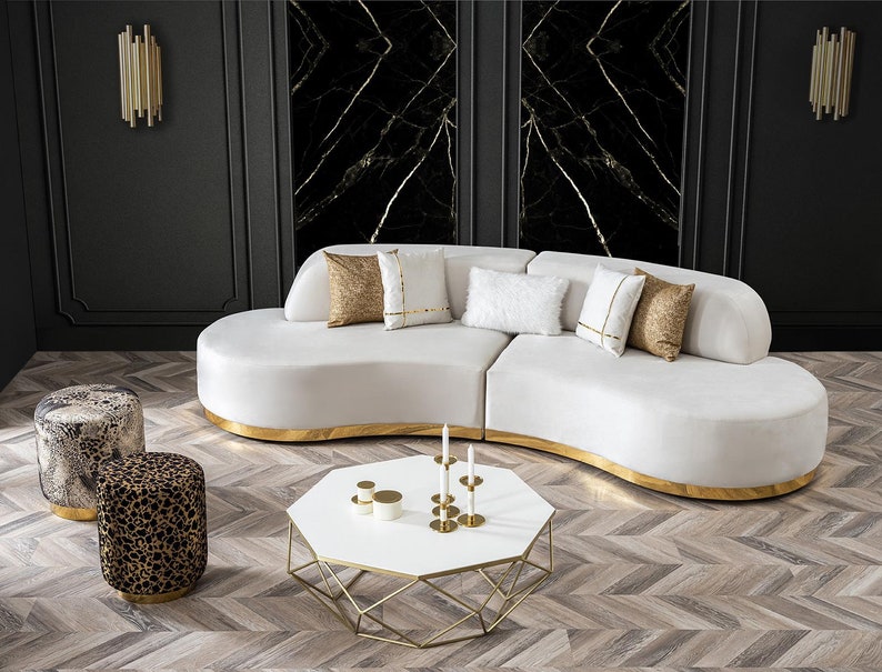 Canapé de luxe rond, canapé d'angle, meubles de salon, tissu image 9