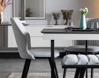 Designer Esszimmer Stuhl Graue Lehnstühle Küchenstühle Stühle Lehnstühle