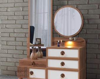 Bedroom dresser with mirror wooden furniture luxury furniture 2-piece set