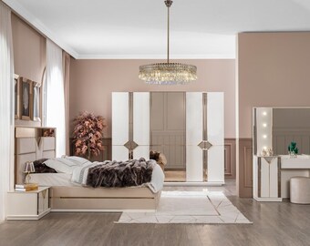 Armoire en bois chambre à coucher armoires de luxe modernes placard beige