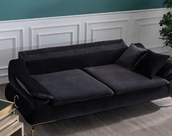 Wohnzimmer Sofa 3 Sitzer Schwarz Design Luxus Polster Möbel Elegantes