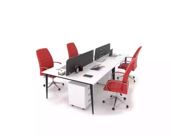 Large white work table desk ensemble office furniture modern