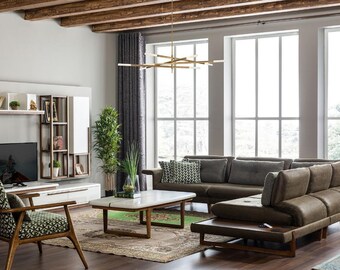 Wohnzimmer Set Luxus Möbel L-Form Sofa Sessel Textil Möbel Set Neu