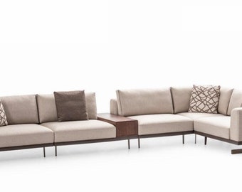 Großes Ecksofa Stoffmöbel L-Form Couchen Sofas Beige Wohnzimmermöbel