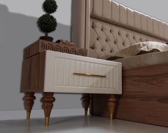 Schlafzimmer Nachttische Material Holz Stil Möbel Braun Neu Luxus