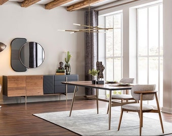 Mesa de comedor de diseño marrón + 4x muebles de sillón de 5 piezas. colocar