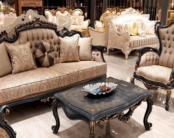 Sofa set 3+1 seater luxury set sofas armchair fabric sofa baroque rococo