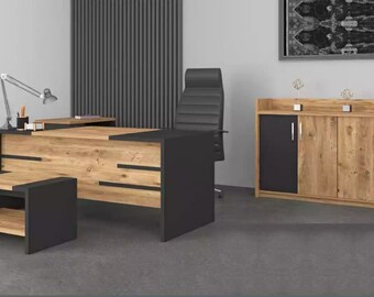 Büromöbel Set Büro Garnitur Schreibtisch Schrank Stil Modern Neu 4tlg.