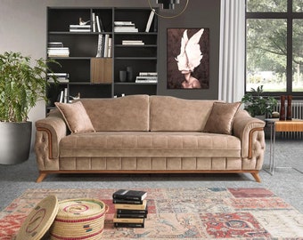 Wohnzimmer 3 Sitzer Design Couch Rot Polster Sofas Neu Modern Beige