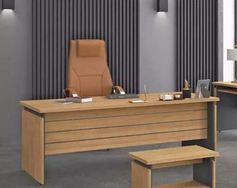 Holz Schreibtisch Büro Office Design Büromöbel Arbeitszimmer Chefschreibtisch