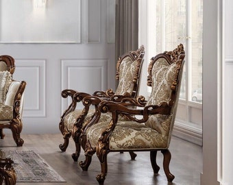 Armchair Baroque Couch Sofa Relax Fabric Lounge Textile Seater Luxury Seat Polyester