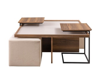 Table basse multifonctionnelle salon bois design meuble de luxe style moderne marron