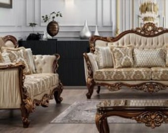 Luxury set sofa set 3+3 seater coffee table sofa couch sofas set baroque