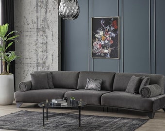 Sofa 5 Sitzer Couch Polstersofa xxl Sofas Wohnzimmer Stoff Big Wohnlandschaft