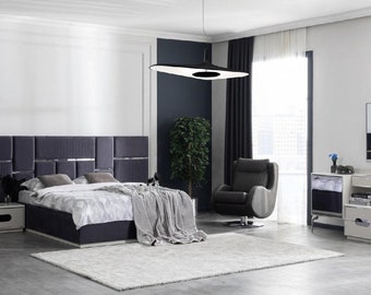 Ensemble de chambre à coucher lit 2x table de chevet 5 pièces design moderne luxe complet