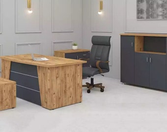 Ensemble complet moderne de mobilier de bureau, mobilier de salle d'étude, ensemble de luxe de 4 pièces